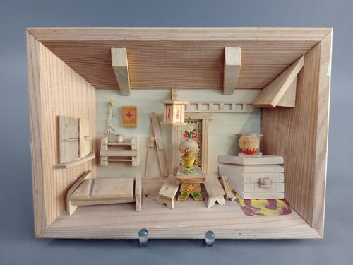 Altes diorama holzbild - 3d,