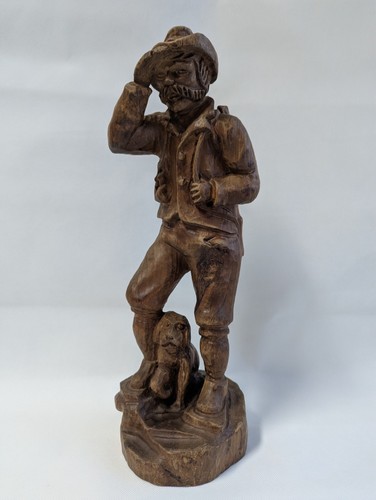 Holzfigur jäger mit hund - holzfigur,