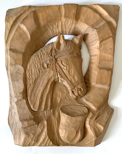 Holzrelief wandbild pferd - holzrelief,