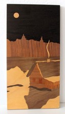 Holzbild, Intarsie Haus am