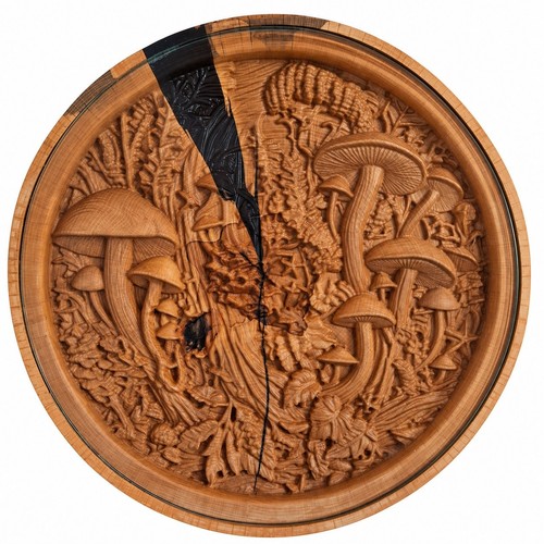 Pilz wandbild buche holzrelief - buche,