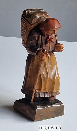Vintage holzfigur bäuerin mit - vintage,